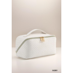 Zenana Zenana Woven Vegan Leather Cosmetic Makeup Bag Ivory