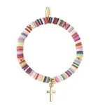 Alexa’s Angels Alexa's Angels 6" Stretch Heishi Bracelet Cross