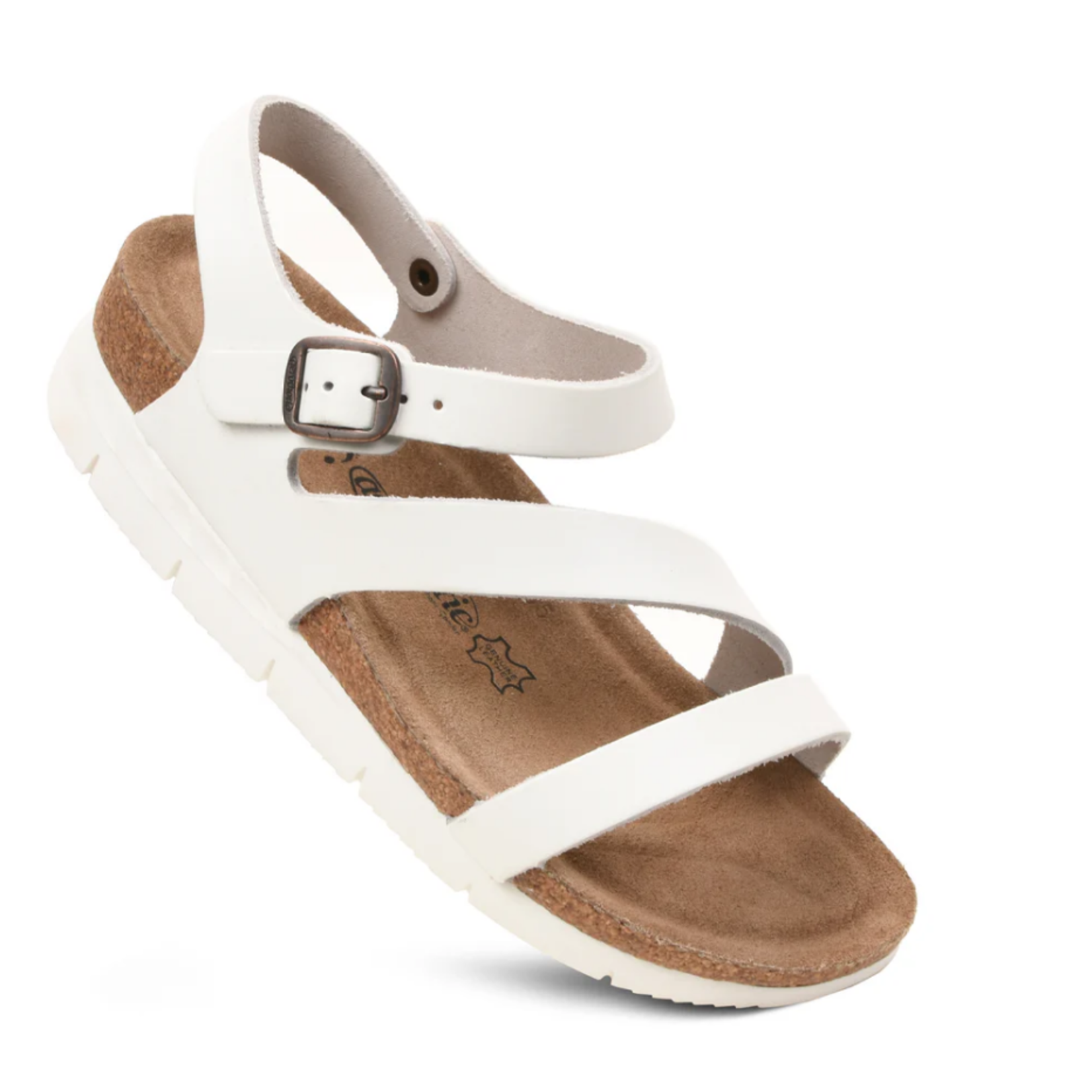 Aerothotic Aerothotic Ares Memory Foam Leather Platform Sandals White 1421