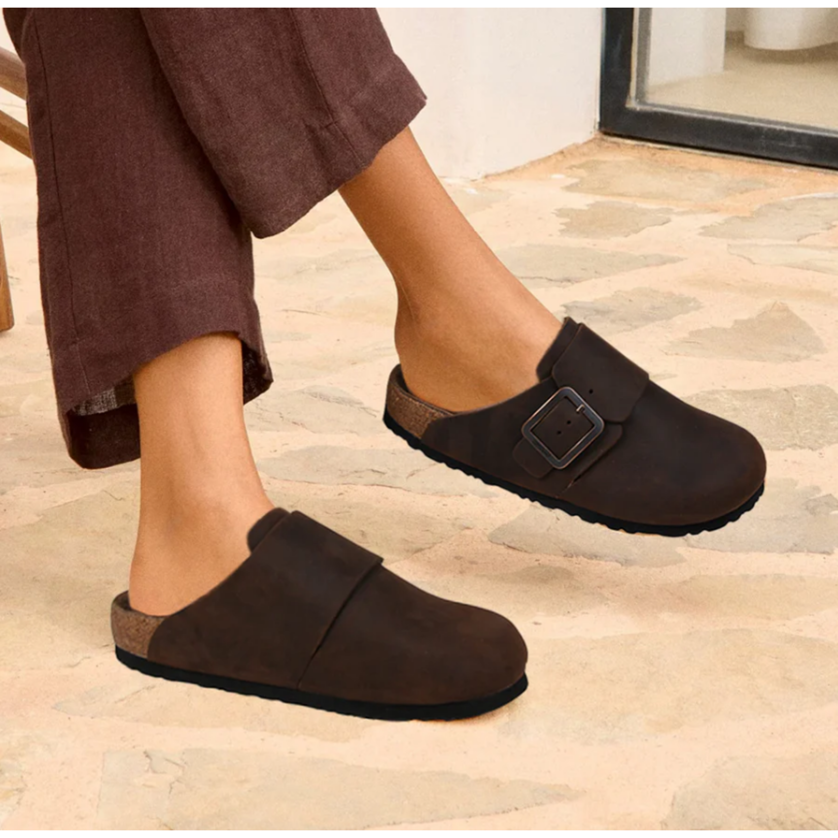 Aerothotic Aerothotics Dakota Leather Clogs Brown 1426