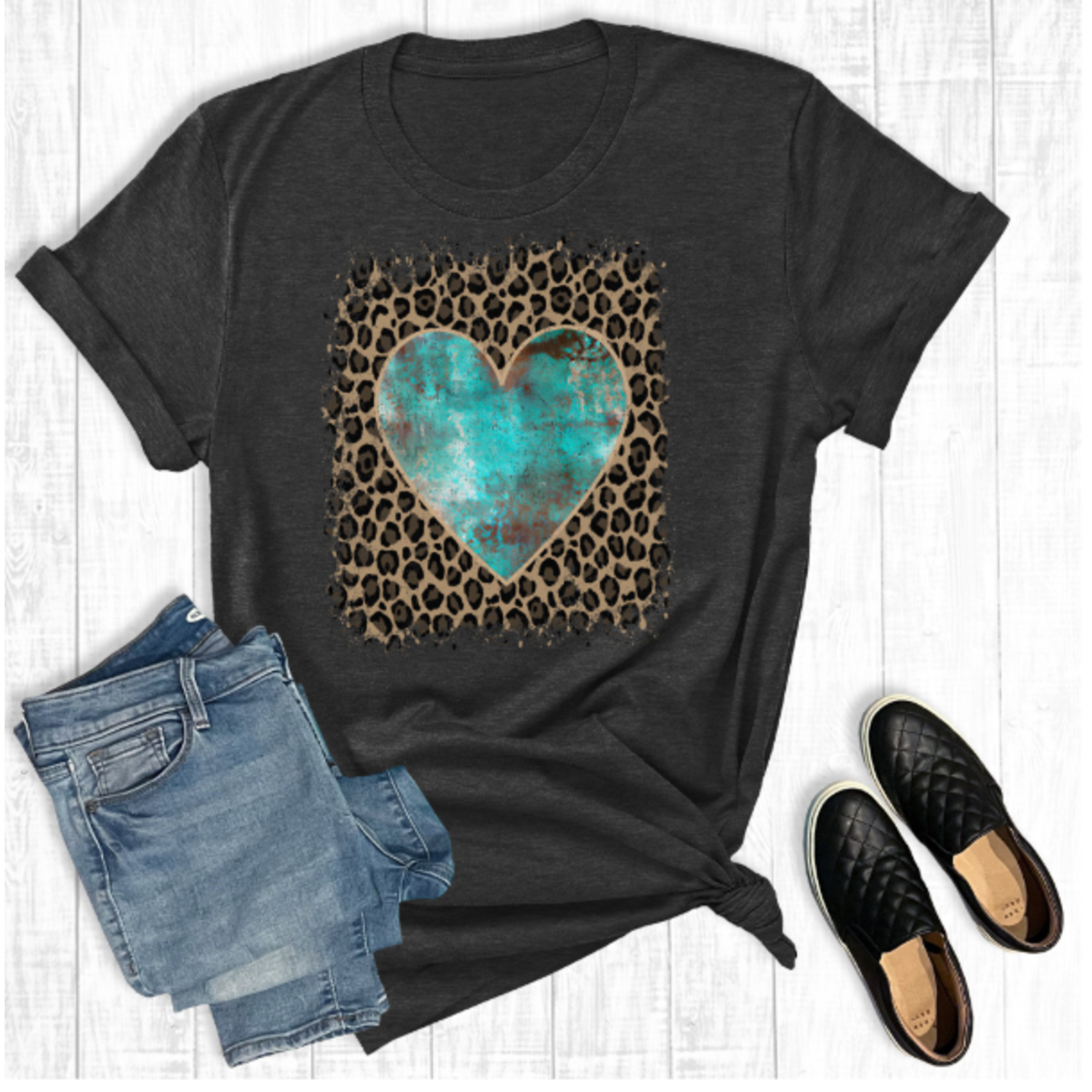 The Way Down South The Way Down South Retro Cowgirl Valentines Heart Tee Charcoal