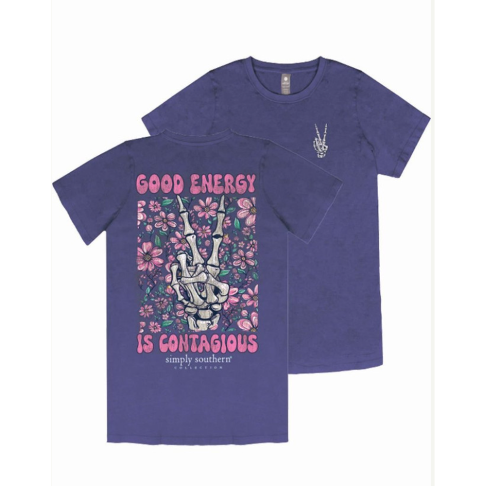 Simply Southern Simply Southern Good Vibes Short Sleeve Tee Navy Wash