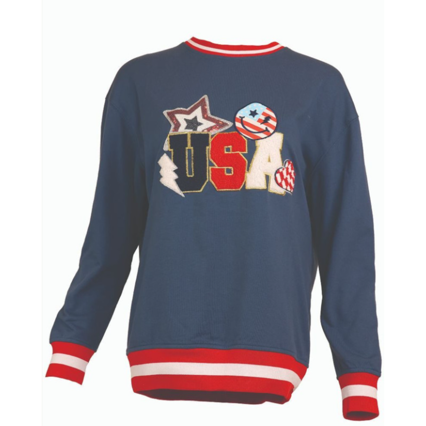 Simply Southern Simply Southern Varsity Crewneck Navy USA