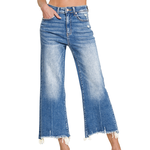 Zenana Zenana Mid Rise Straight Raw Hem Denim Pants 1639MM
