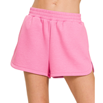 Zenana Zenana Scuba Elastic Waistband Dolphin Shorts Candy Pink