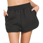 Zenana Zenana Scuba Elastic Waistband Dolphin Shorts Black