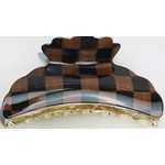 Love and Repeat Love and Repeat Checkered Hair Clip Brown and Black Woven