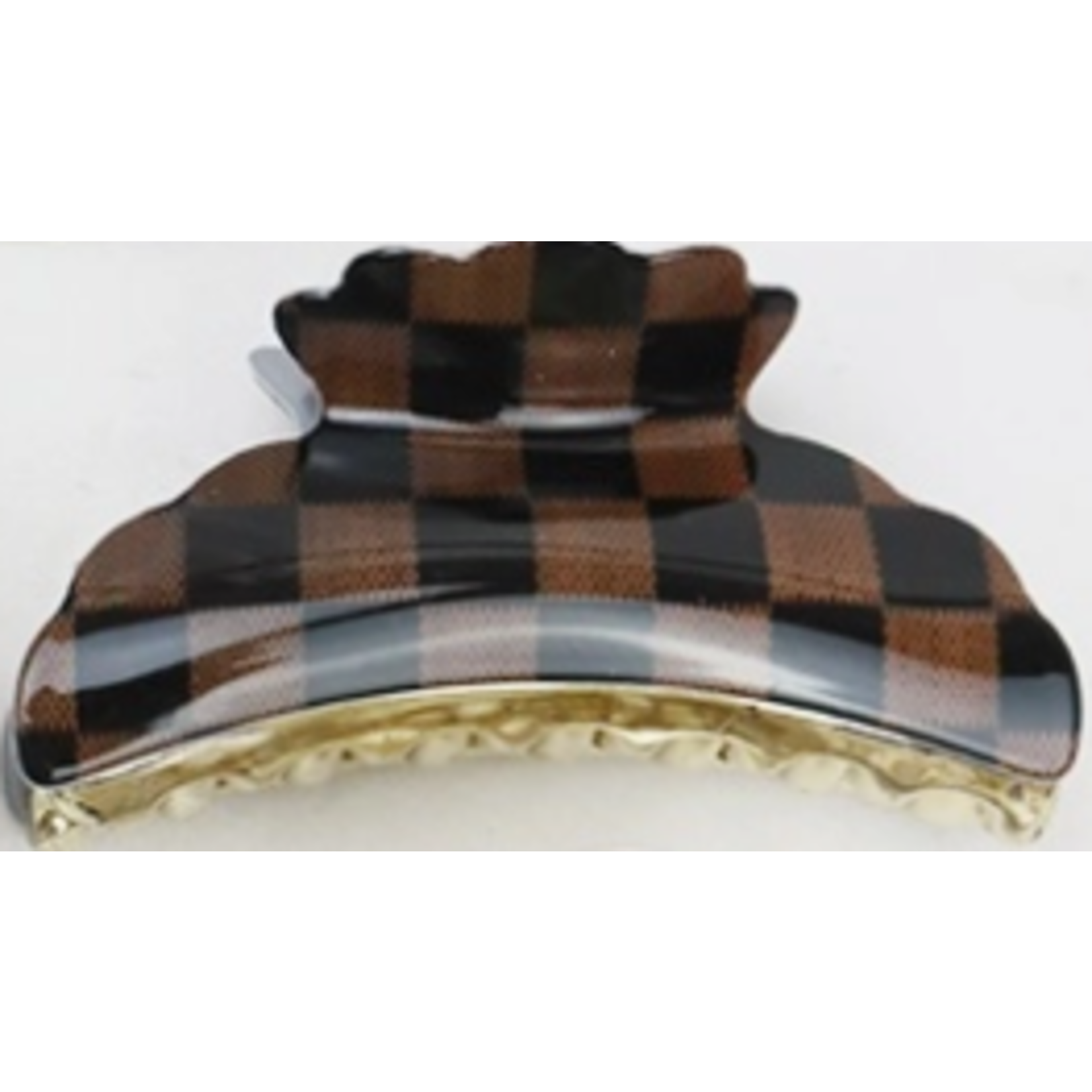 Love and Repeat Love and Repeat Checkered Hair Clip Brown and Black Woven