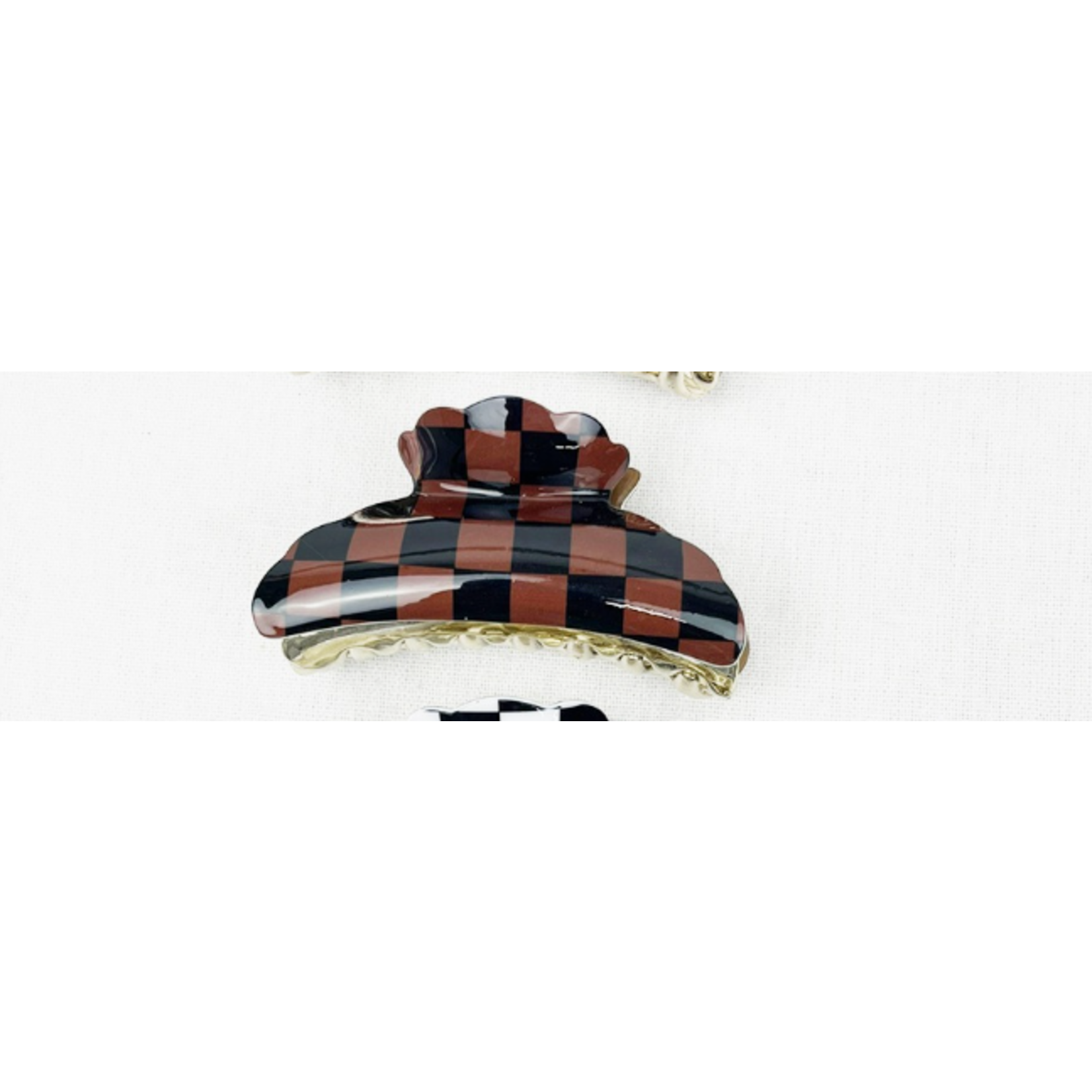 Love and Repeat Love and Repeat Checkered Hair Clip Brown and Black