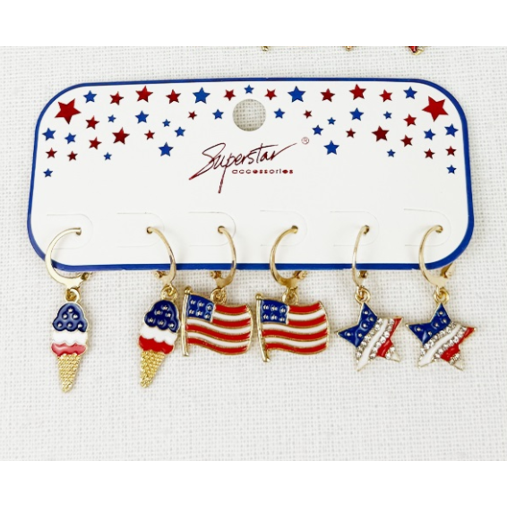 Love and Repeat Love and Repeat 4th of July Huggie Earrings Star