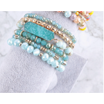 Love and Repeat Love and Repeat Druzy Oval Glass Beads Charm Bracelet Turquoise