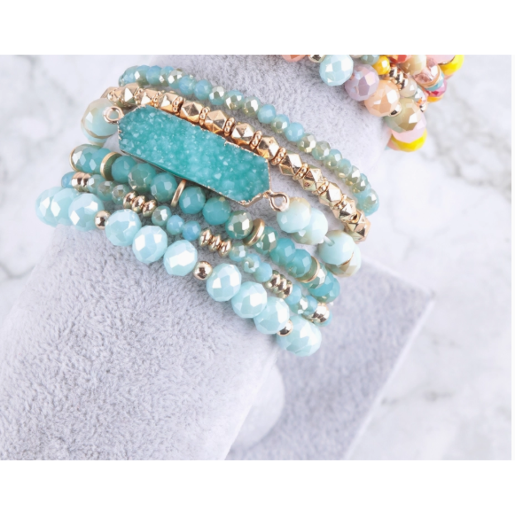 Love and Repeat Love and Repeat Druzy Oval Glass Beads Charm Bracelet Turquoise