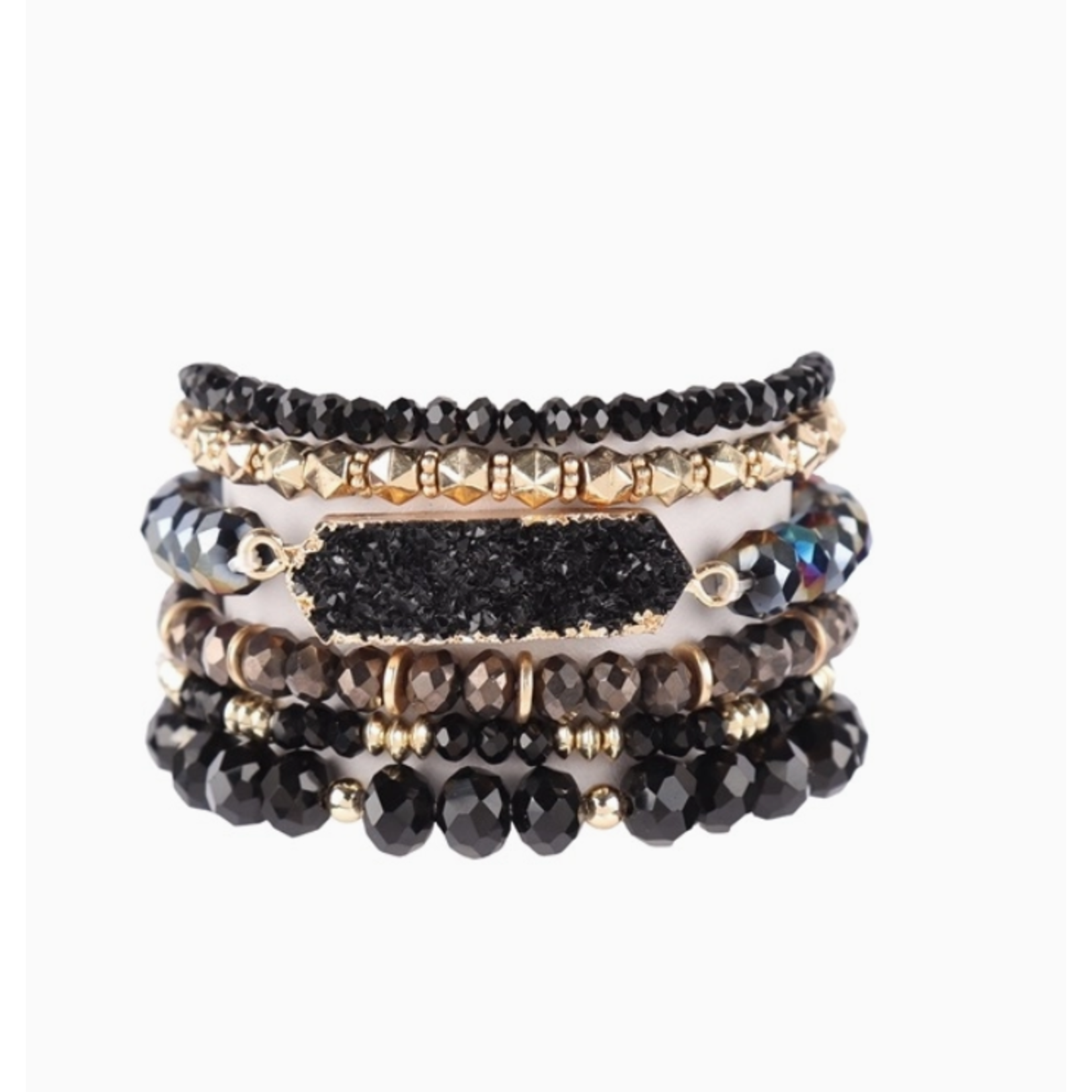 Love and Repeat Love and Repeat Druzy Oval Glass Beads Charm Bracelet Black