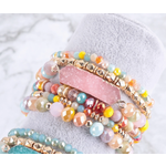 Love and Repeat Love and Repeat Druzy Oval Glass Beads Charm Bracelet Multi