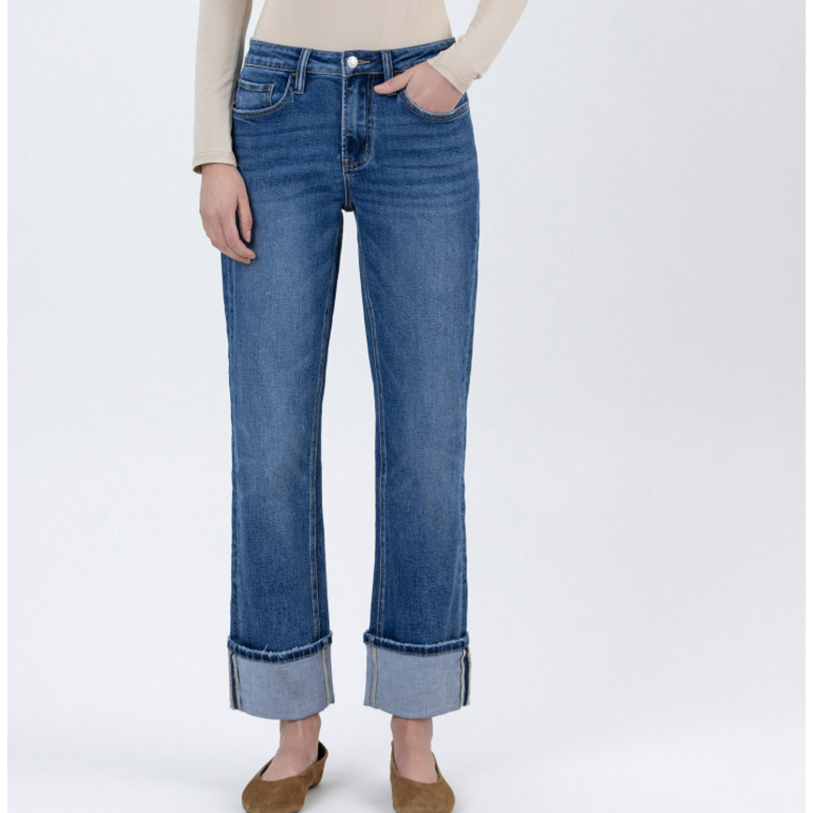 Lovervet Lovervet High Rise Single Cuff Ankle Straight LV1608