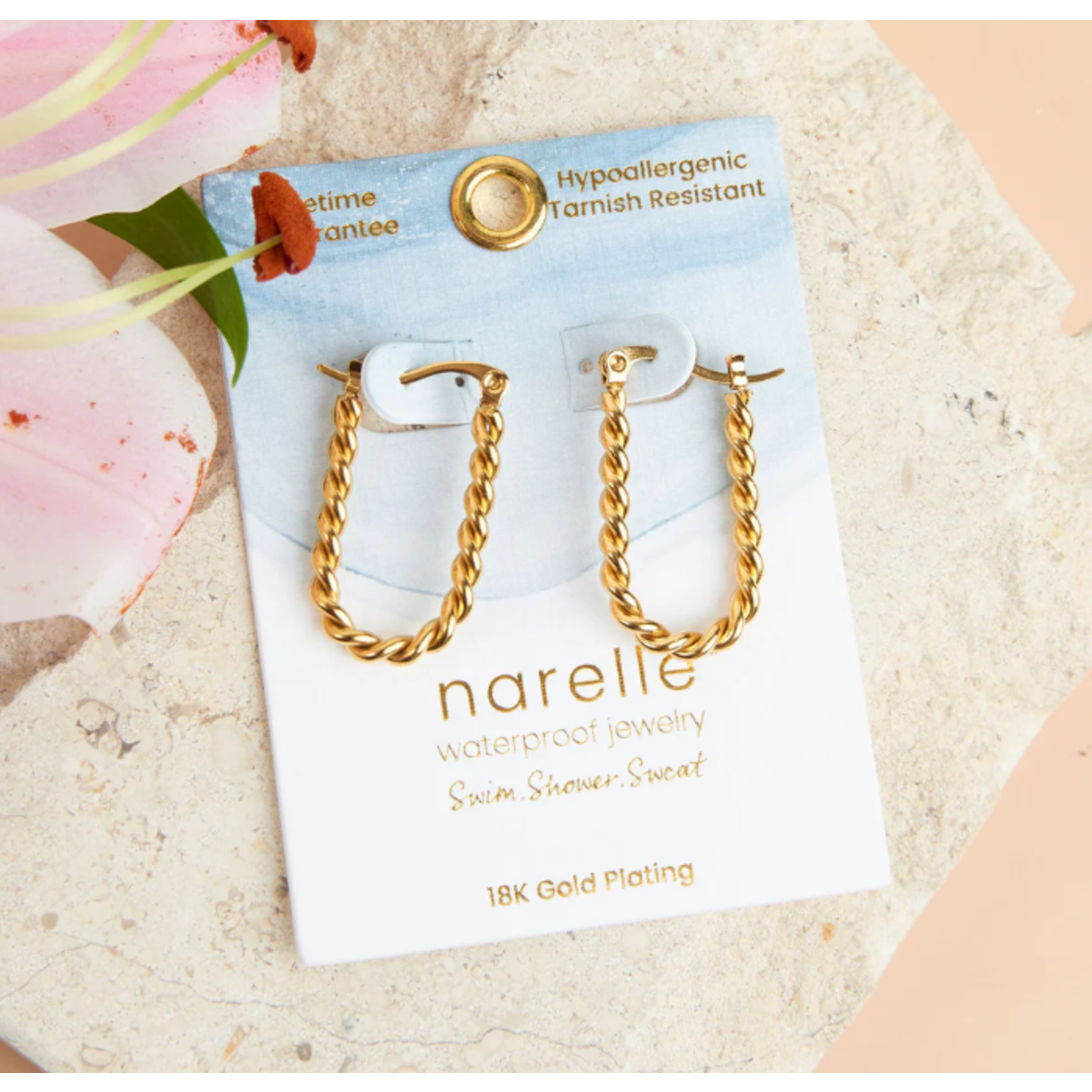 Howards Howard's Narelle Waterproof Twisted Hoop Earrings Gold