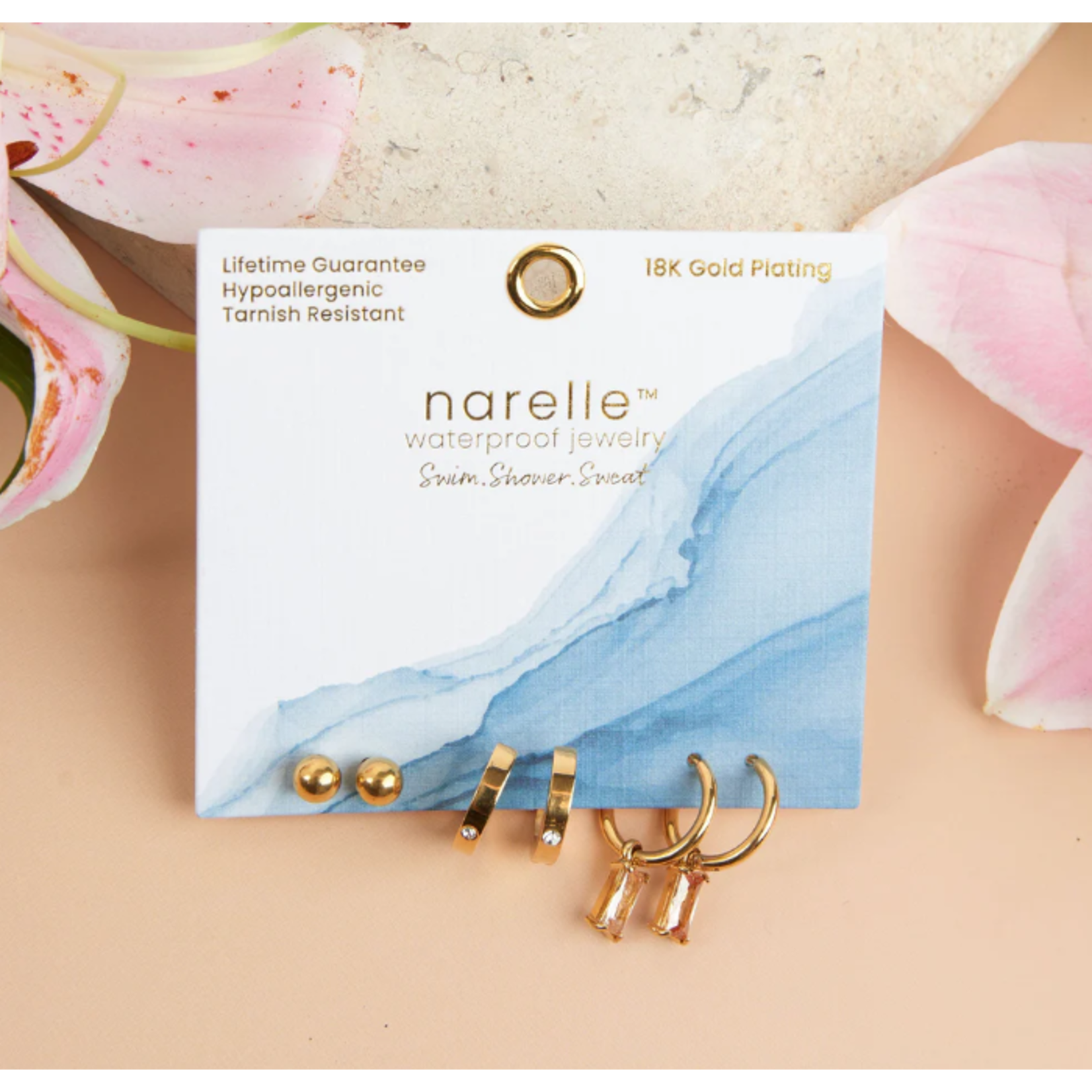 Howards Howard's Narelle Waterproof Charm Hoop Earring Trio Gold