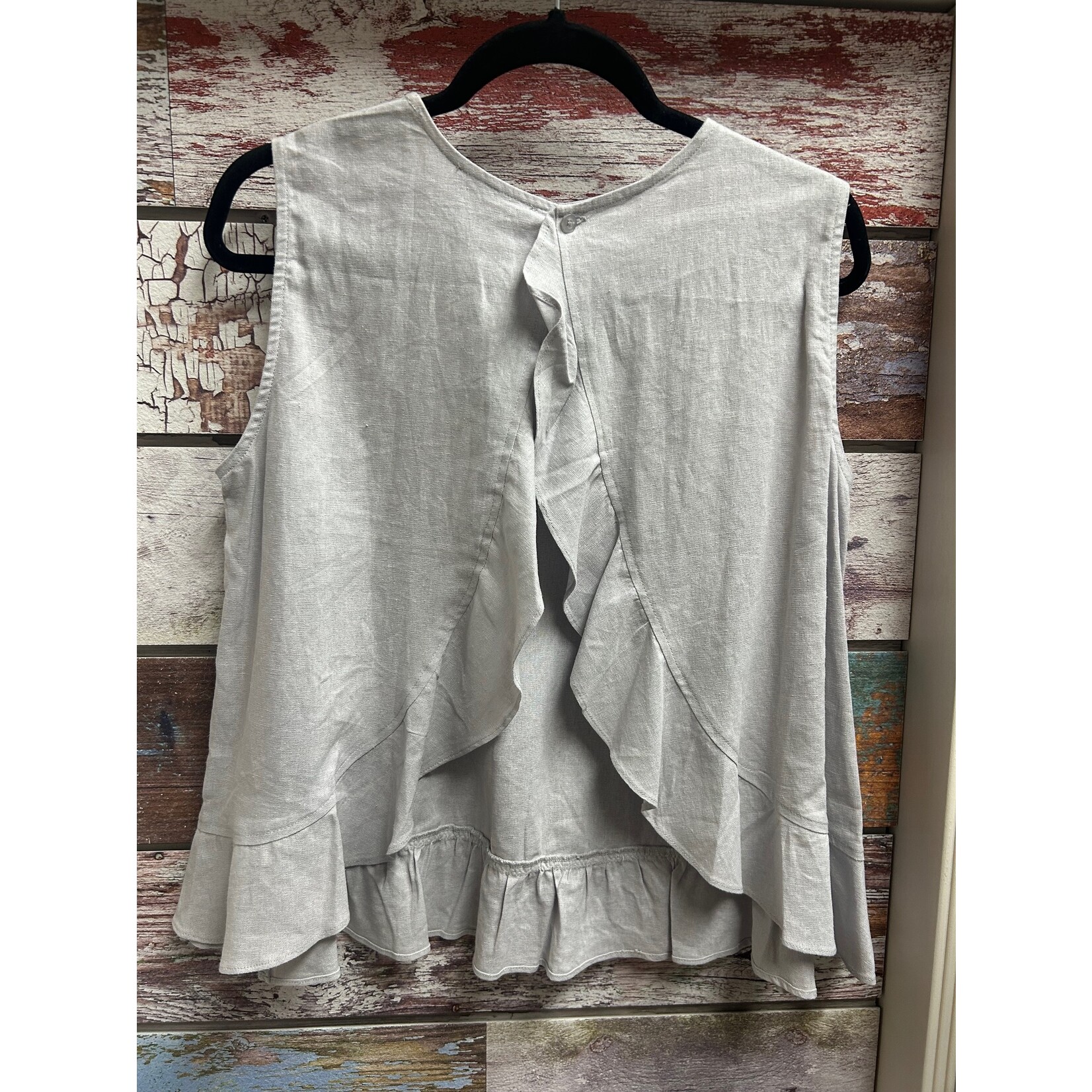 Charlie Paige Charlie Paige Linen Sleeveless Top with Open Back