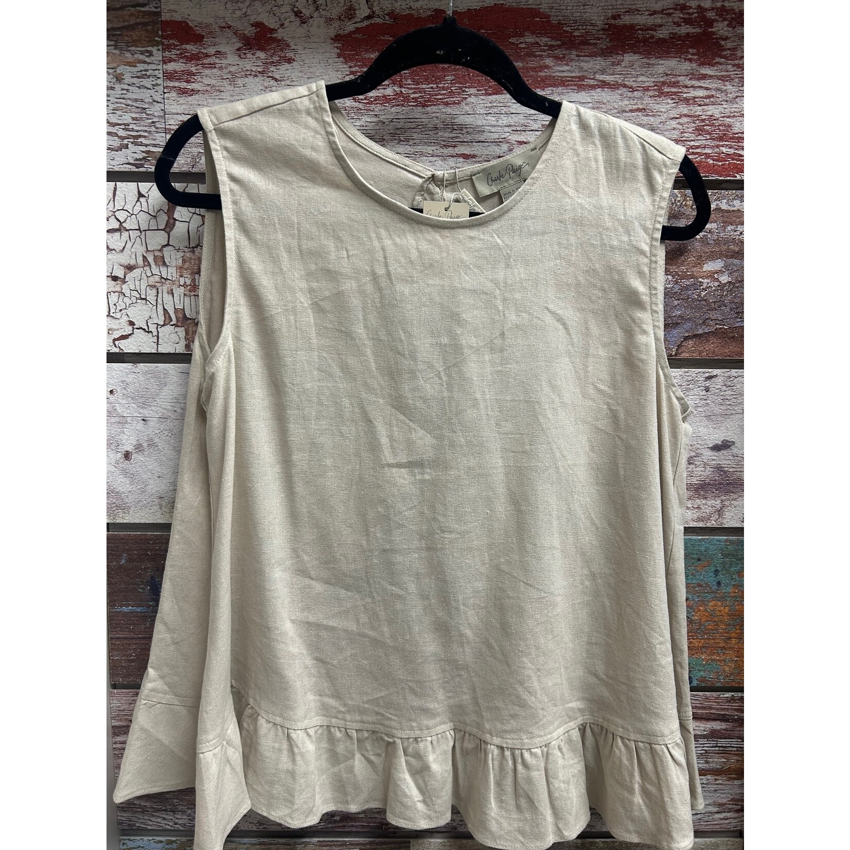 Charlie Paige Charlie Paige Linen Sleeveless Top with Open Back