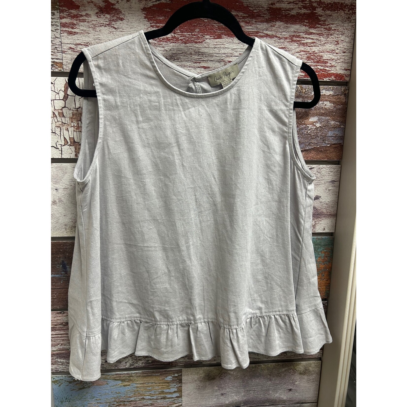 Charlie Paige Charlie Paige Linen Sleeveless Top with Open Back