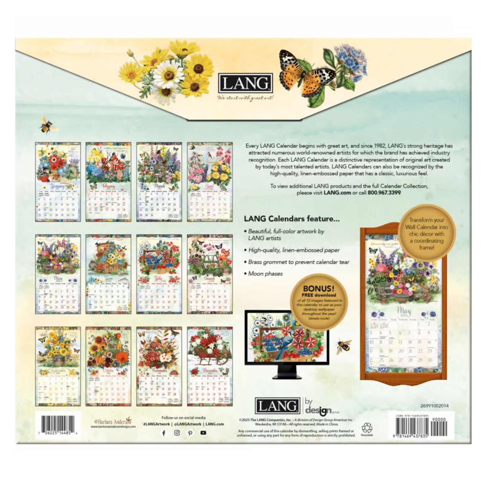 Lang 2026 Lang Wall Calendar Garden Botanicals