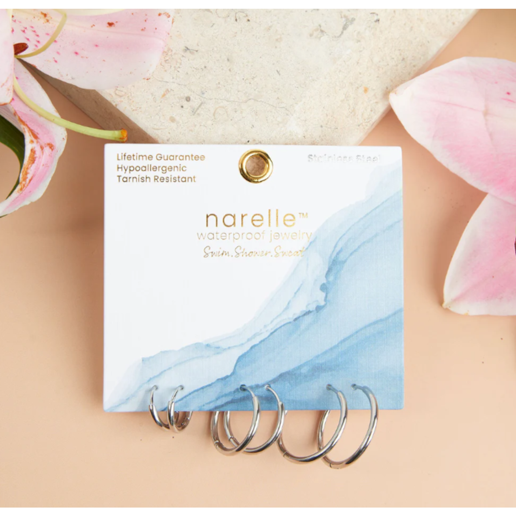 Howards Howard's Narelle Waterproof Classic Hoop Earrings Silver