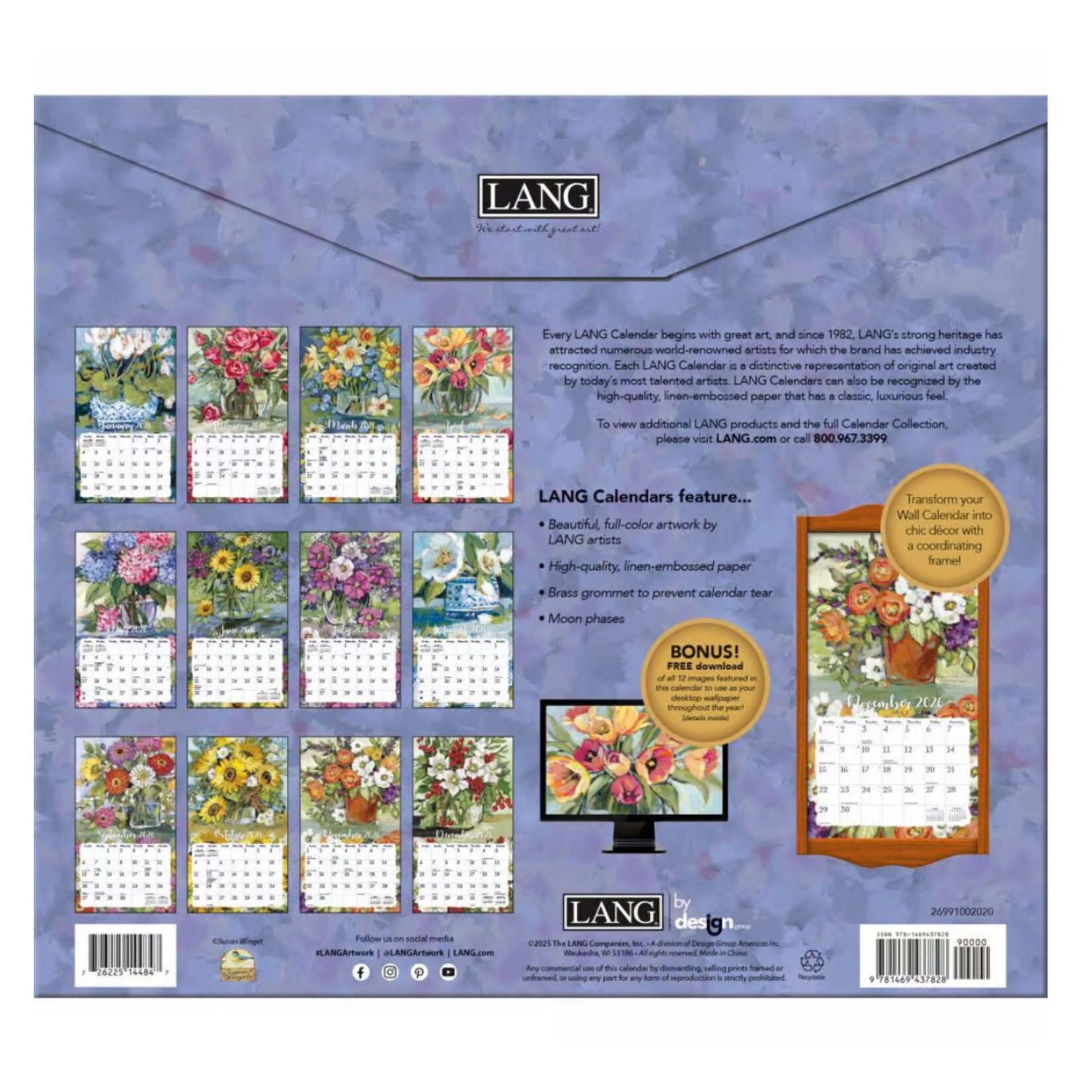 Lang 2026 Lang Wall Calendar Gallery Florals