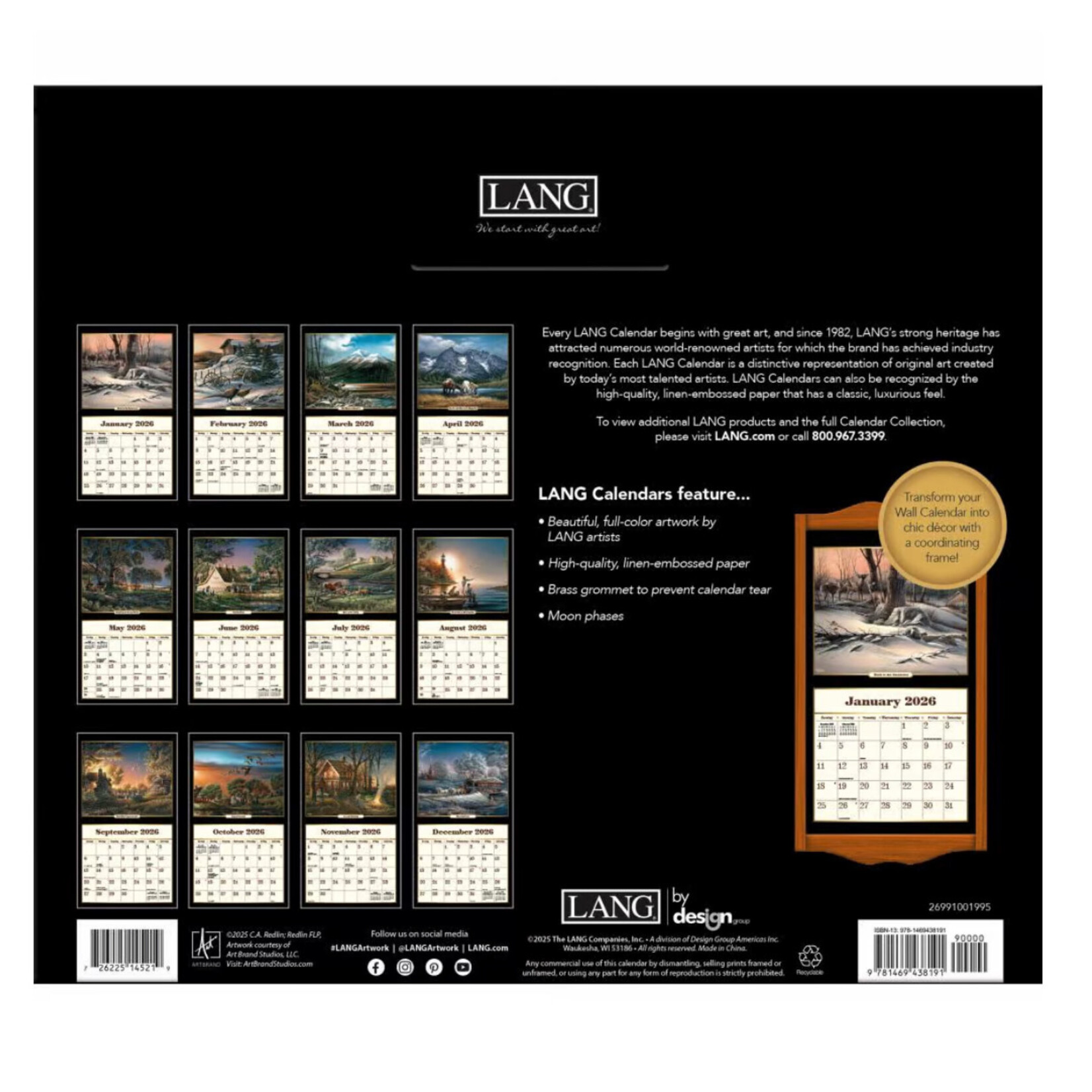 Lang 2026 Lang Wall Calendar Terry Redlin
