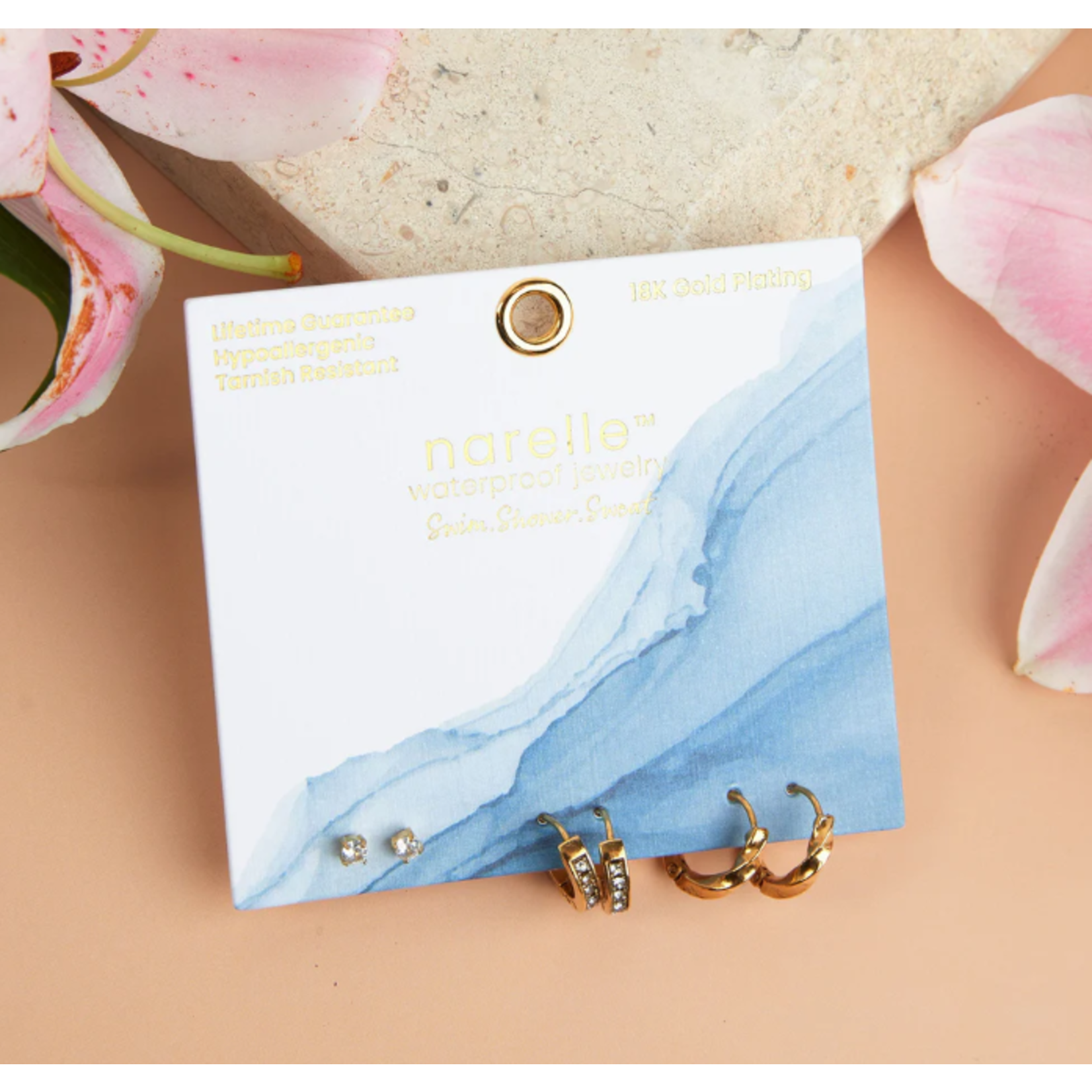 Howards Howard's Narelle Waterproof Pave Hoop Earring Trio Gold