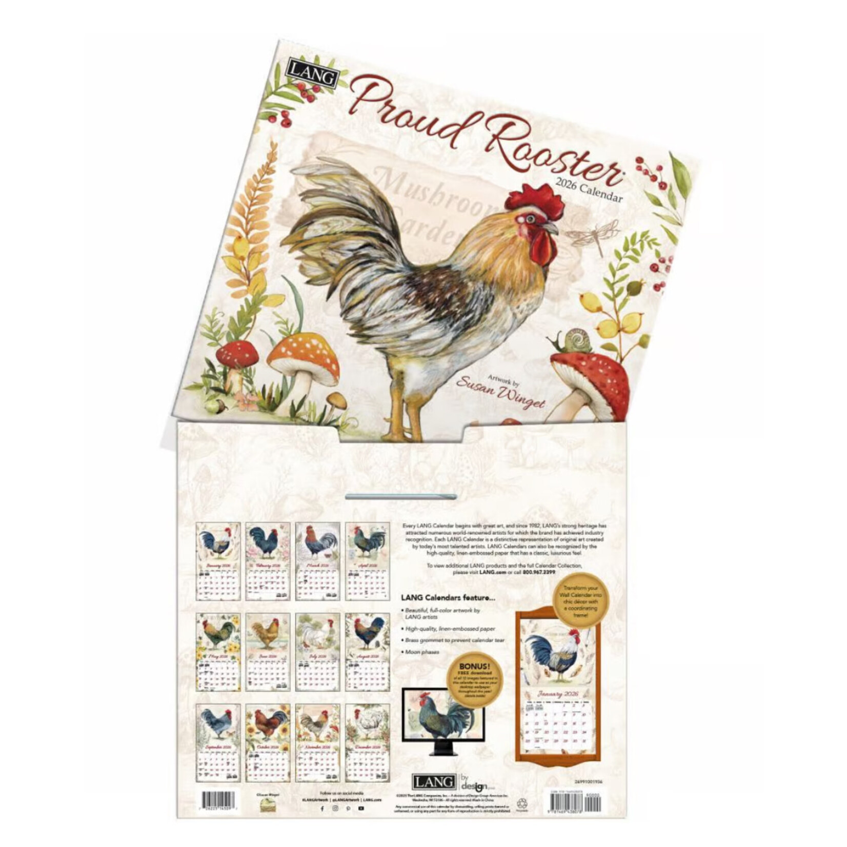 Lang 2026 Lang Wall Calendar Proud Rooster
