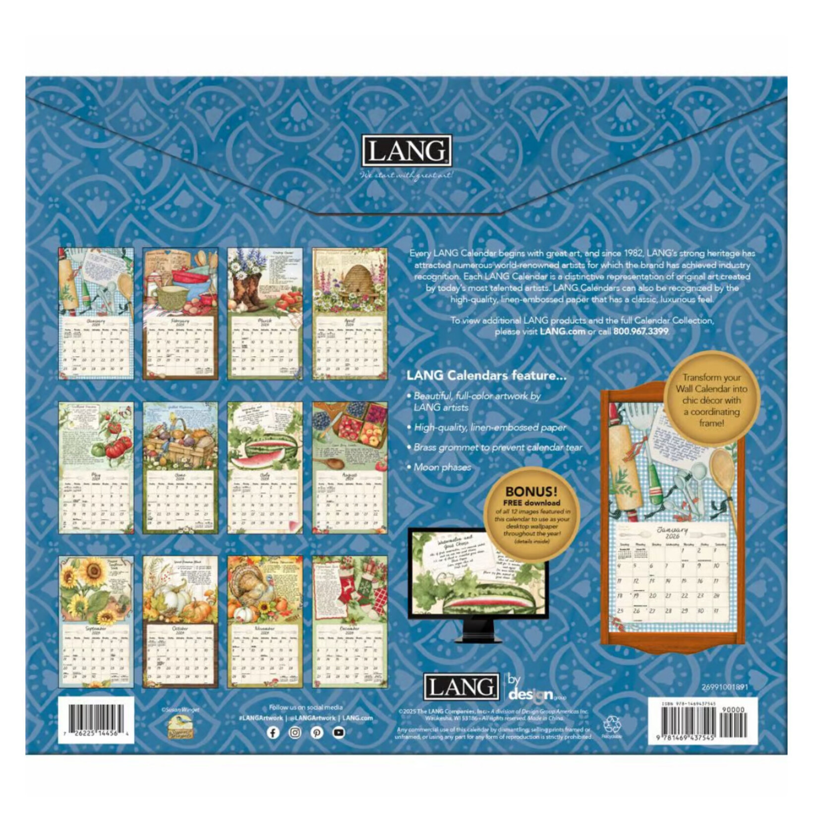 Lang 2026 Lang Wall Calendar American Kitchen