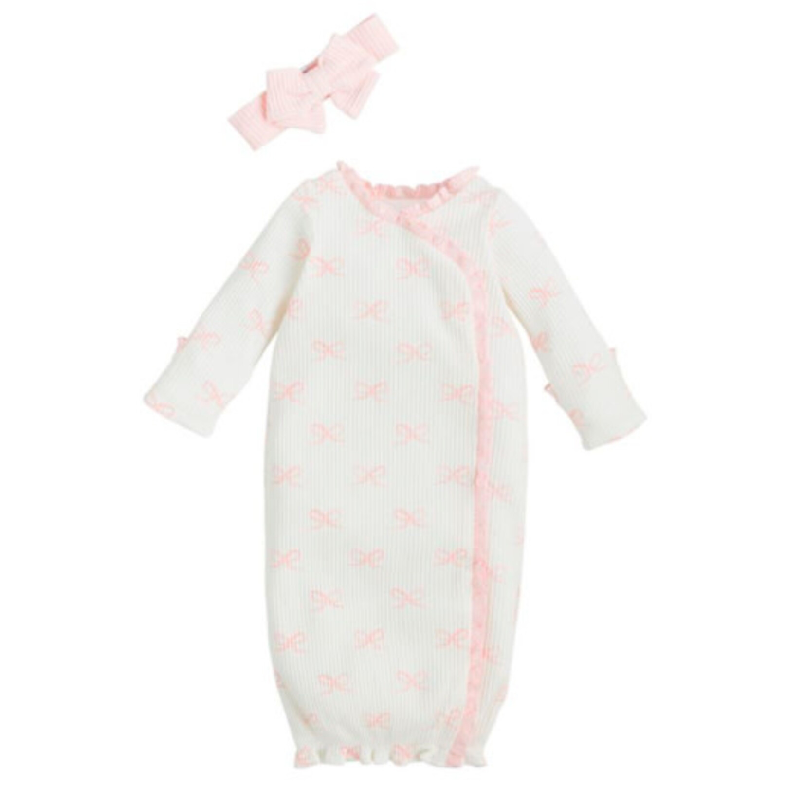 Mudpie Mudpie Bow Print Gown Newborn