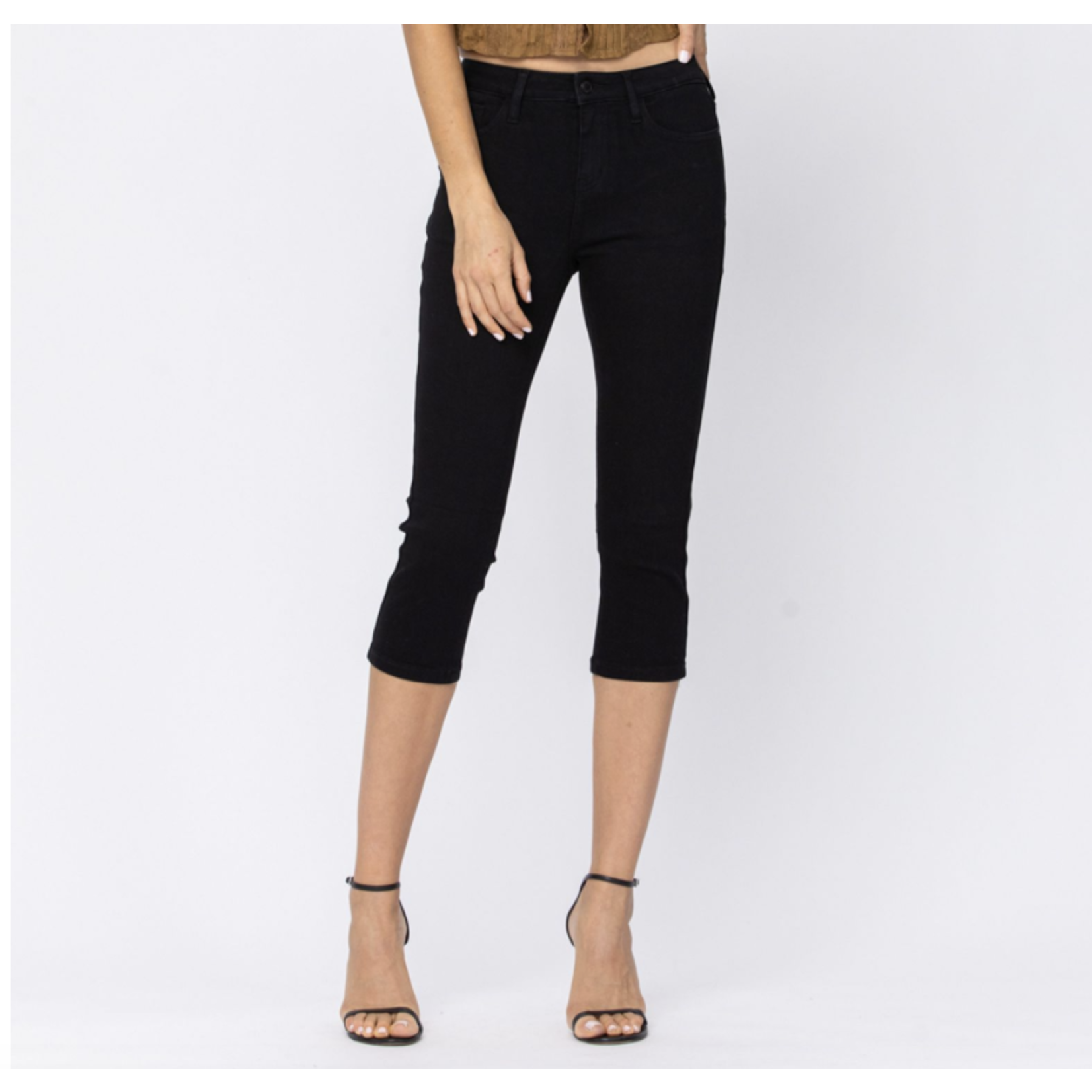 Judy Blue Judy Blue Mid-Rise Black Skinny Capri 88239 Size 1