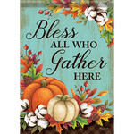 Carson Cotton & Pumpkin Garden Flag (Bless all who gather)