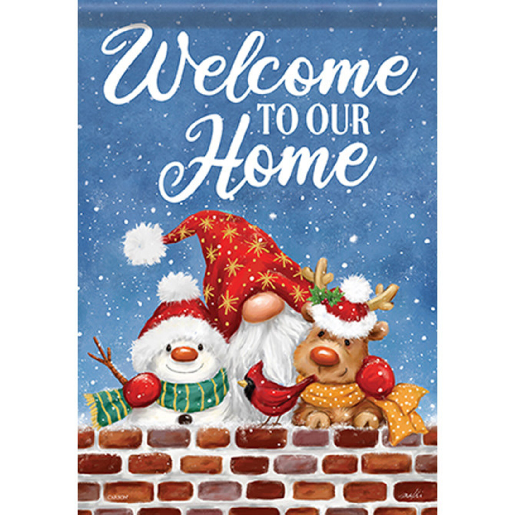 Carson Santa Gnome & Friends Garden Flag (Welcome to our home)