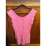Charlie Paige Charlie Paige Tank Ruffle Sleeve Romper Pink and White Stripe S/M