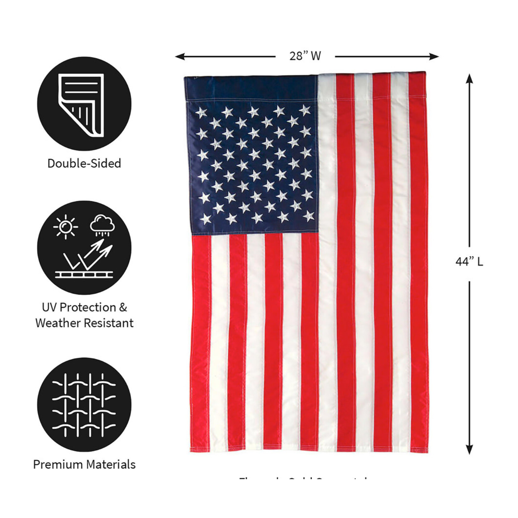 Evergreen American Flag Appliqué House Flag