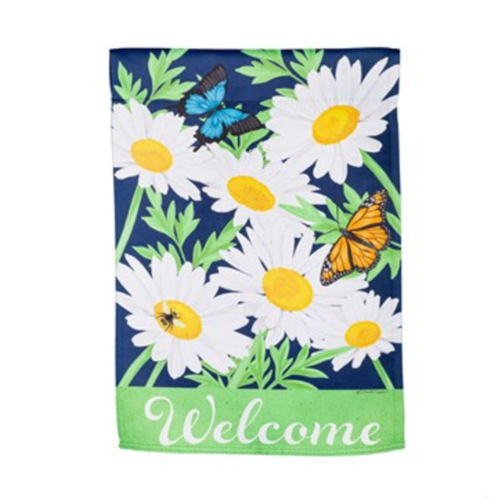 Evergreen Daisy Garden Suede Garden Flag