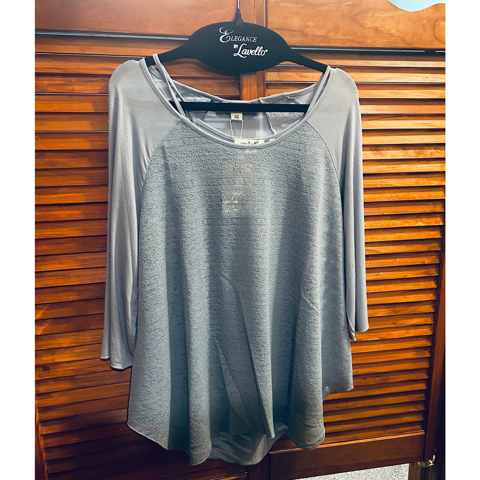 Simply Noelle Simply Noelle 3/4 Sleeve Top Slate S/M