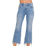 Zenana Zenana Medium Wash Kick Crop Flare Denim Pants 1646MM