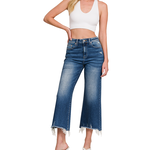 Zenana Zenana Mid Rise Straight Raw Hem Denim Pants 1639DD