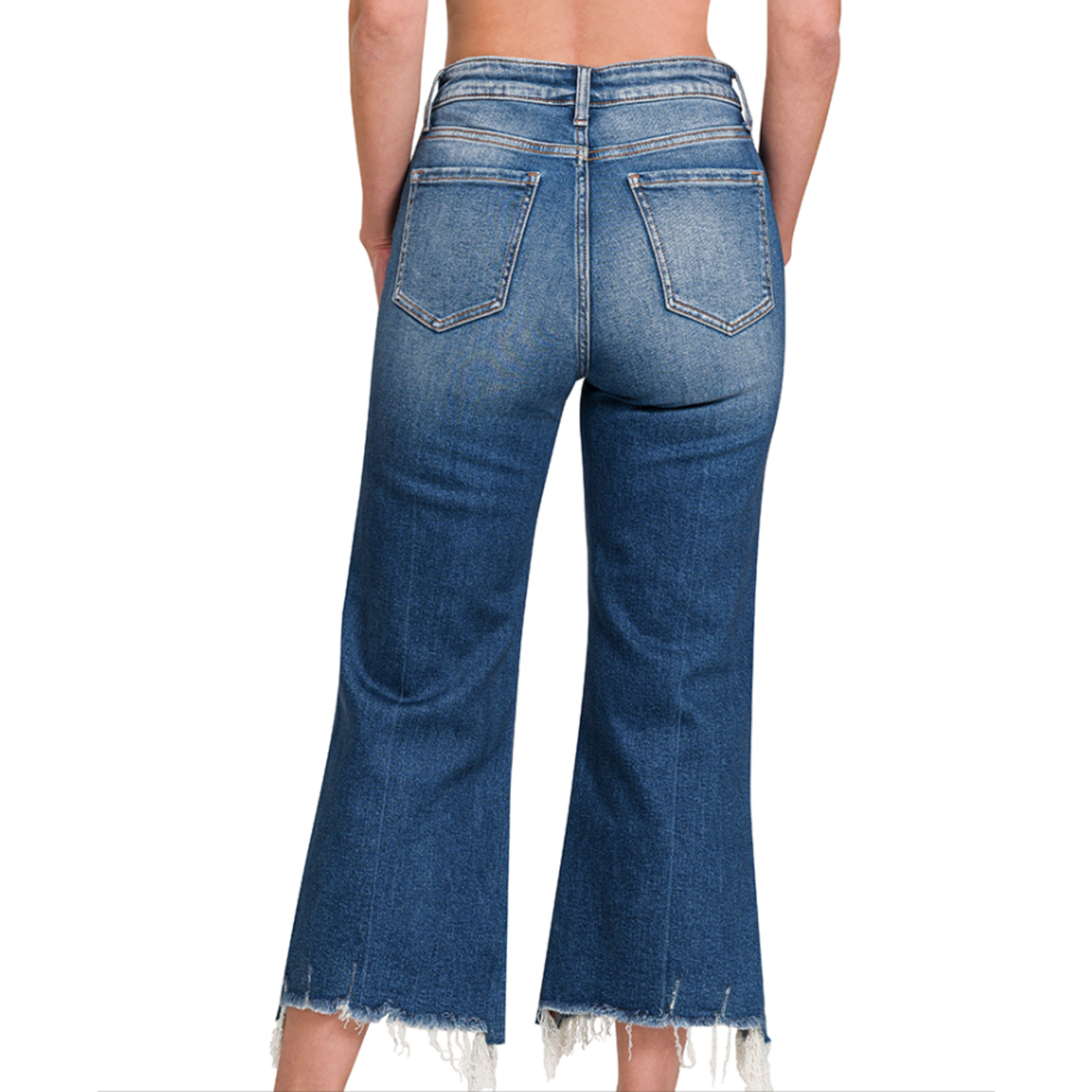 Zenana Zenana Mid Rise Straight Raw Hem Denim Pants 1639DD