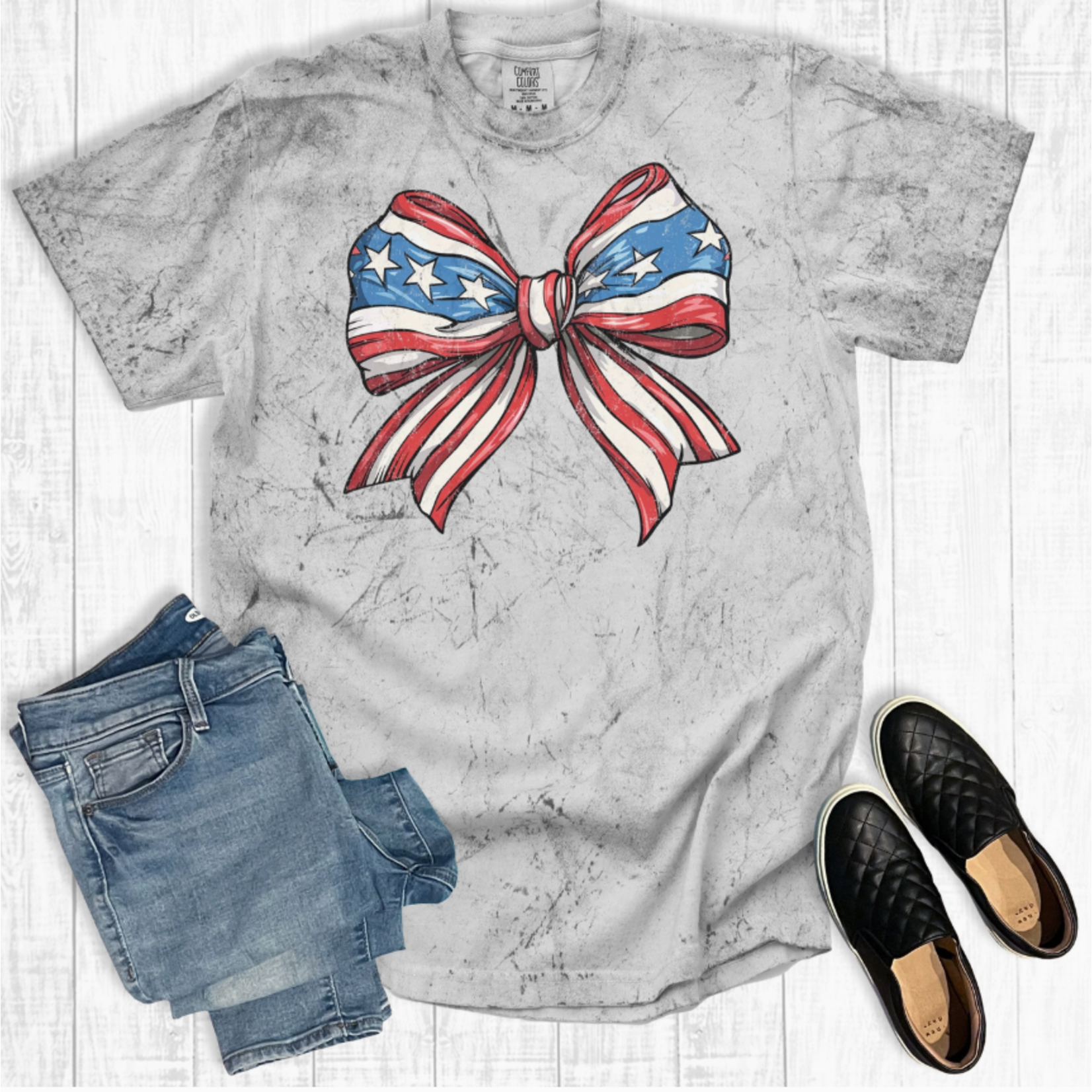 The Way Down South The Way Down South 4th of July Coquette Bow Graphic Tee Smoke