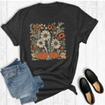 The Way Down South The Way Down South Retro Boho Floral Fall Graphic Tee Charcoal