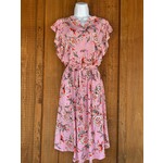 Sew in Love Sew in Love Self Tie Waist Belt Midi Dress Mauve/Orange