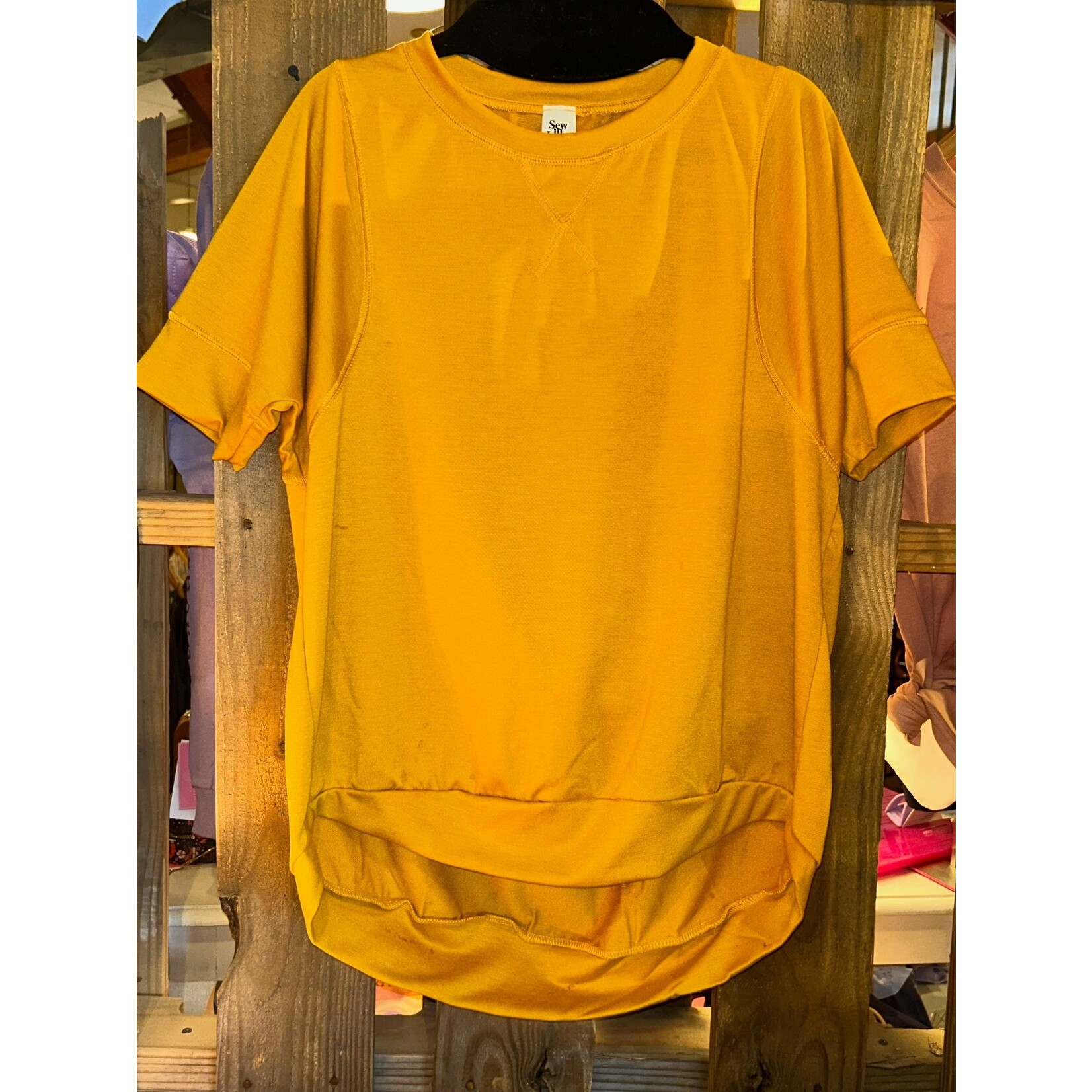 Sew in Love Sew in Love V Neck Short Sleeve Top  Mustard