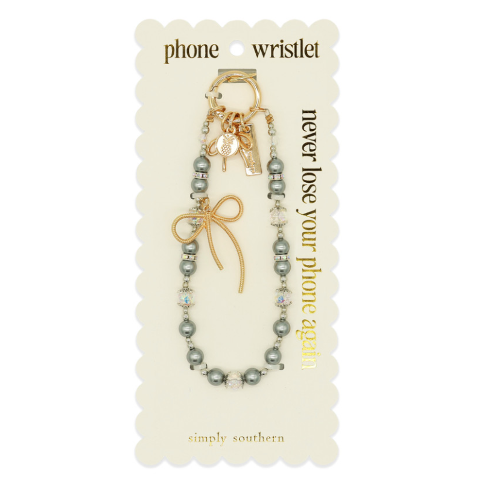 Simply Southern Simply Southern Phone Wristlet Pearl Grey