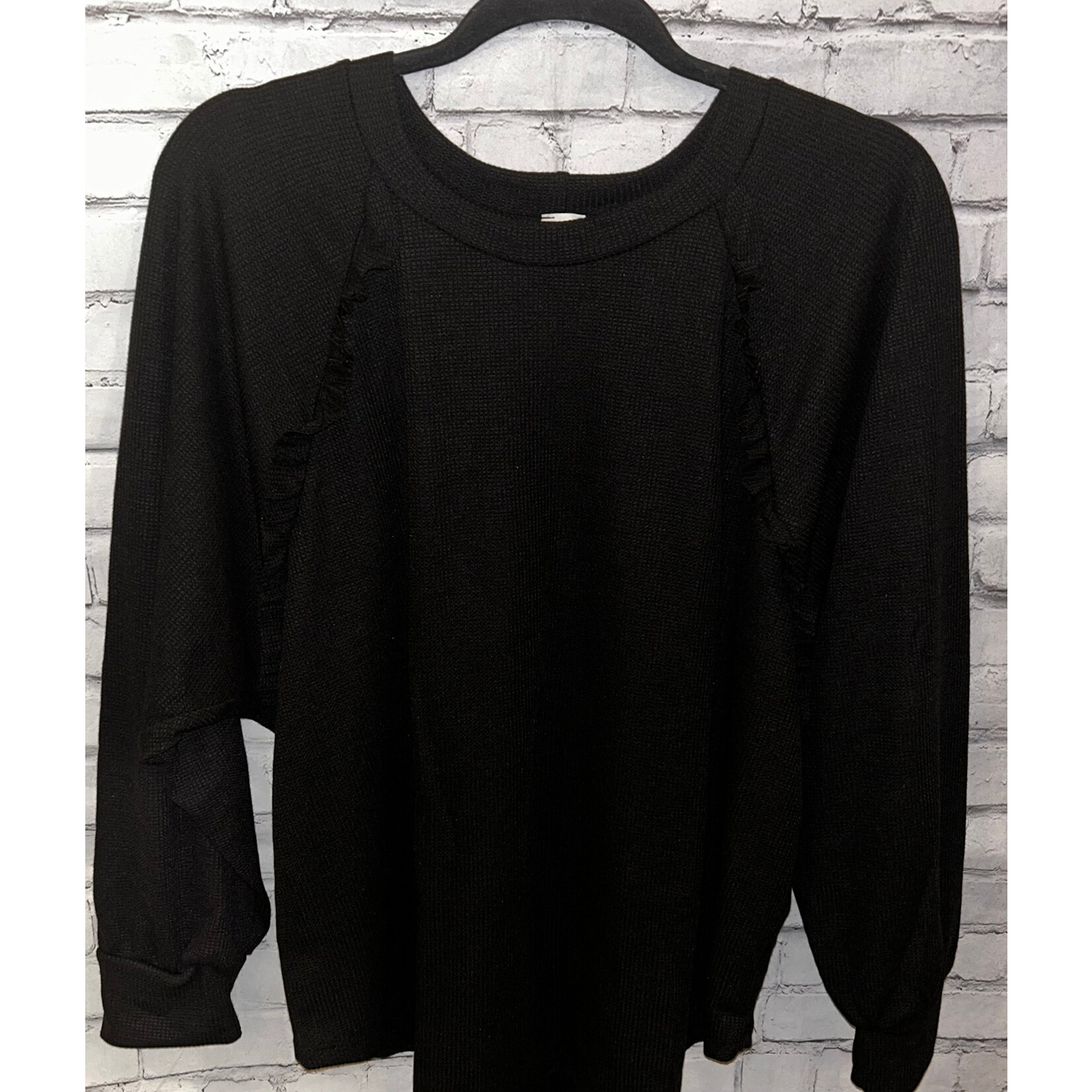 Sew in Love Sew In Love Ruffle Detail Long Sleeve Top Black