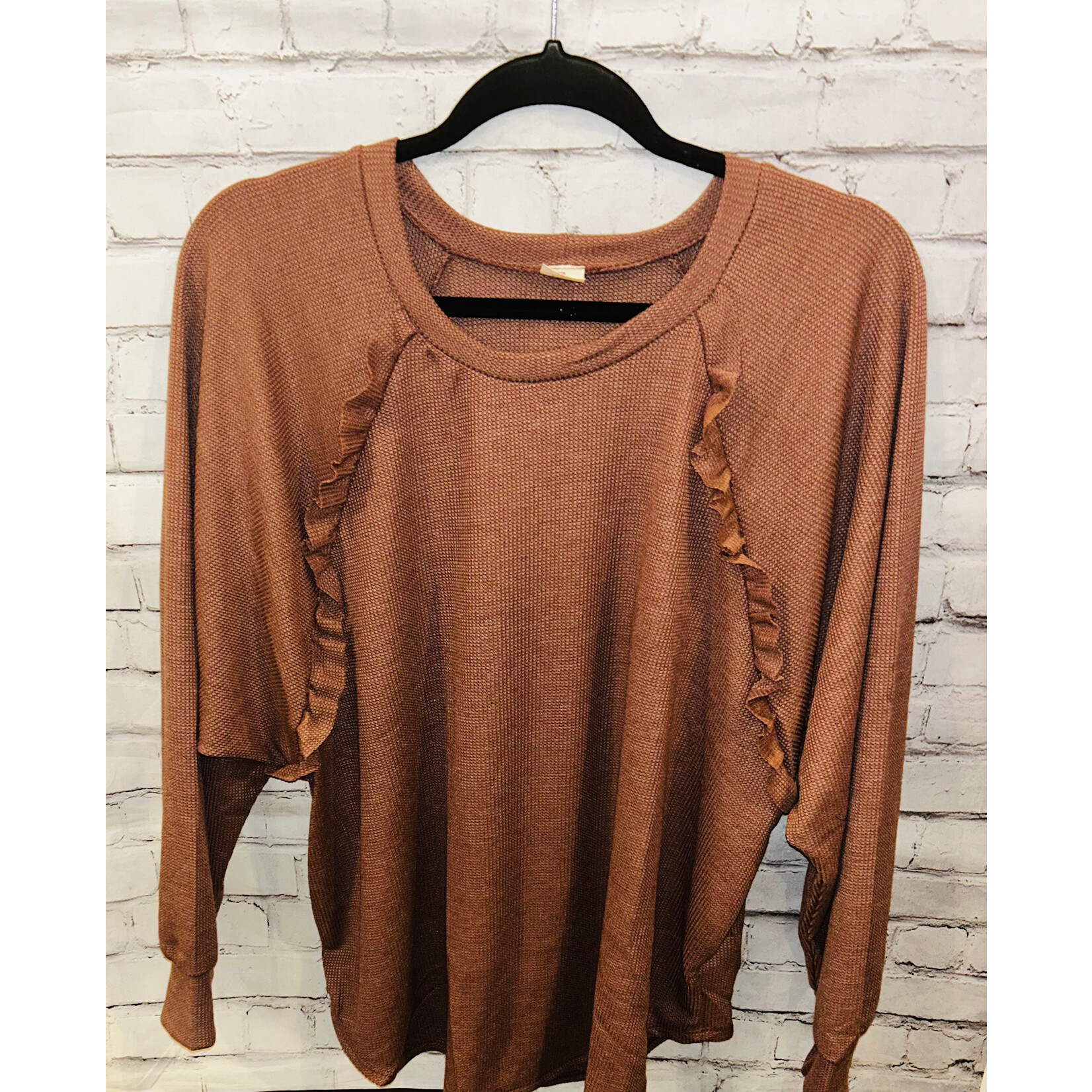 Sew in Love Sew In Love Ruffle Detail Long Sleeve Top Taupe