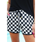 Lovesoft Lovesoft Black Checkered Drawstring Elastic Waist Shorts